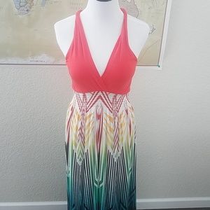 Multi colored maxi halter dress